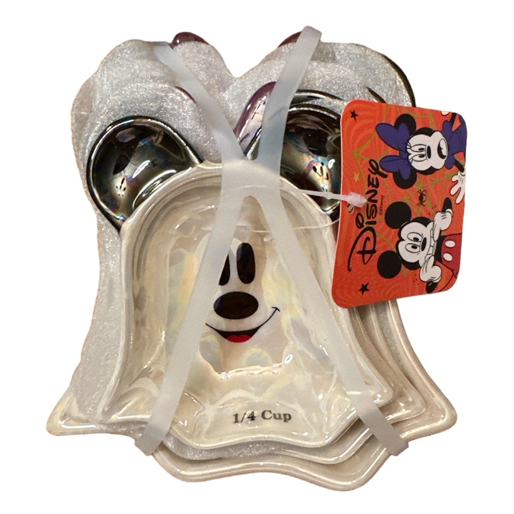 NWT Disney Halloween Mickey Mouse & Minnie Mouse 4 Ghost Measuring Cup Set
